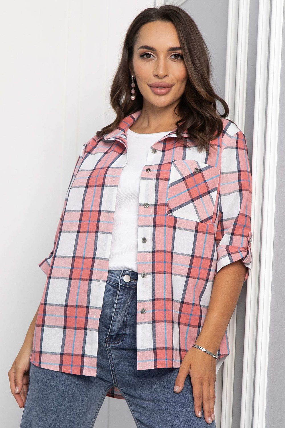 Рубашка Аланта (бело-розовая) Б14036-18М LT Collection