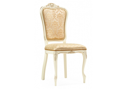 Стул деревянный Woodville Руджеро патина золото, бежевый комби, ножки белые