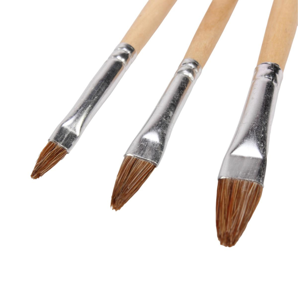 Набор кистей 3 штуки Белка №1,3,5 круглые, деревянная ручка, пакет с подвесом, картонная подложка, С