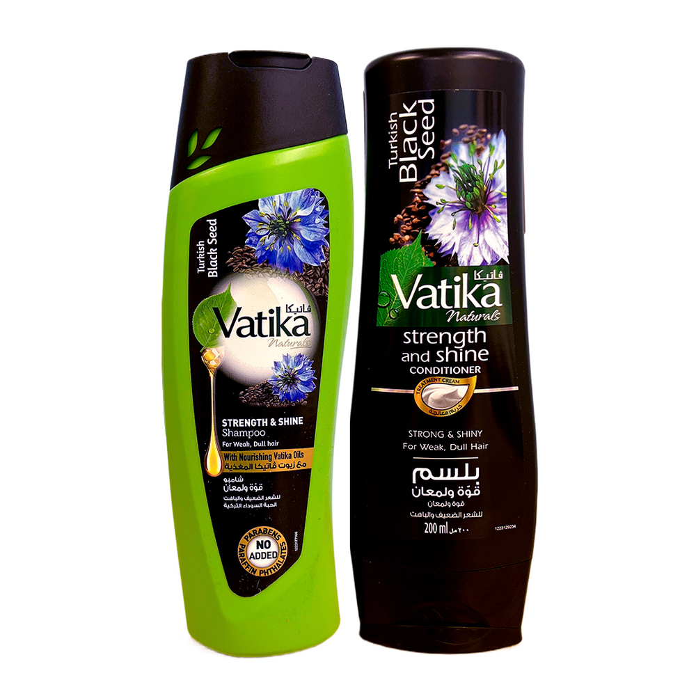 Шампунь Dabur Vatika Turkish Black Seed Strong & Shiny Дабур Ватика Черный тмин Сила и блеск Восстановление и защита волос, предупреждает выпадение волос, 200 мл