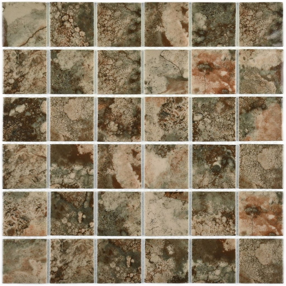 Мозаика стеклянная Amuletto Leaf/Амулетто коричневый (48х48) 300х300х4.5 мм