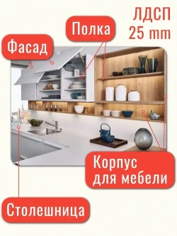 Мебельная деталь ЛДСП Щит 1430*870 мм цвет Белый 25 мм