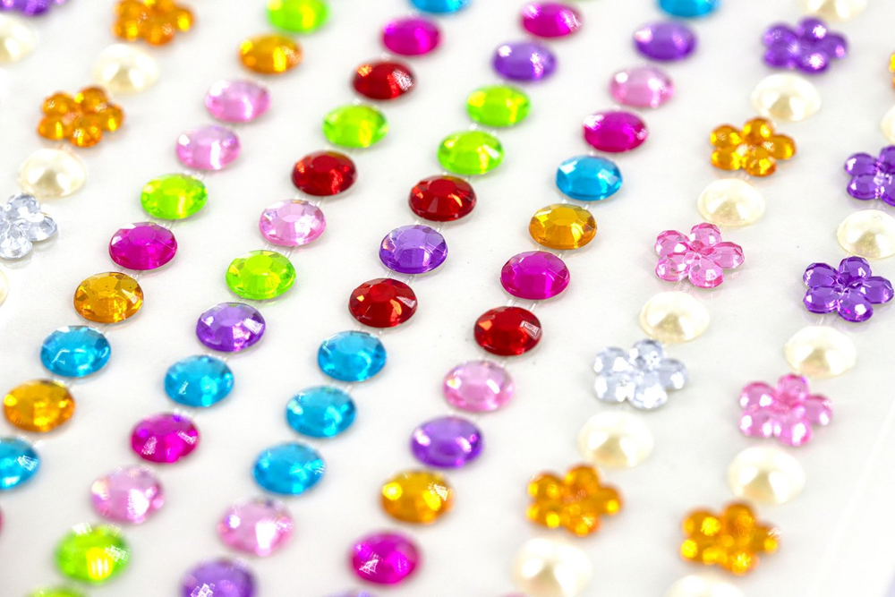 Наклейки-стразы Alingar, акриловые, " Цветочная композиция", стразы-цветочки, кружочки, пакет с европодвесом