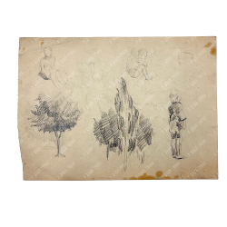 Динес Ю. С. Портрет мужчины за столом. Набросок. Бумага, тушь. 1943