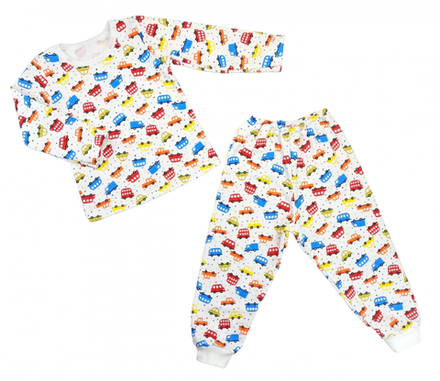 Пижама теплая 903/46 белая с машинками