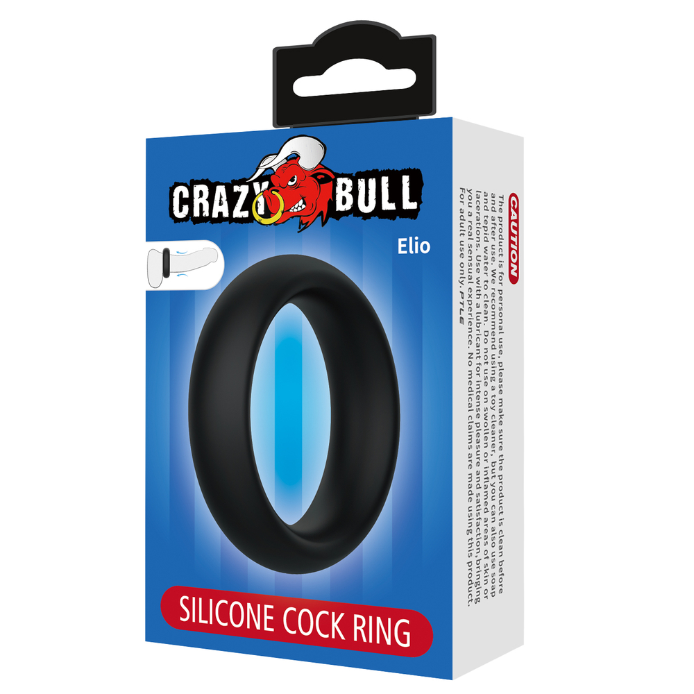 Эрекционное кольцо из силикона растягивающееся черное CRAZY BULL BI-210229