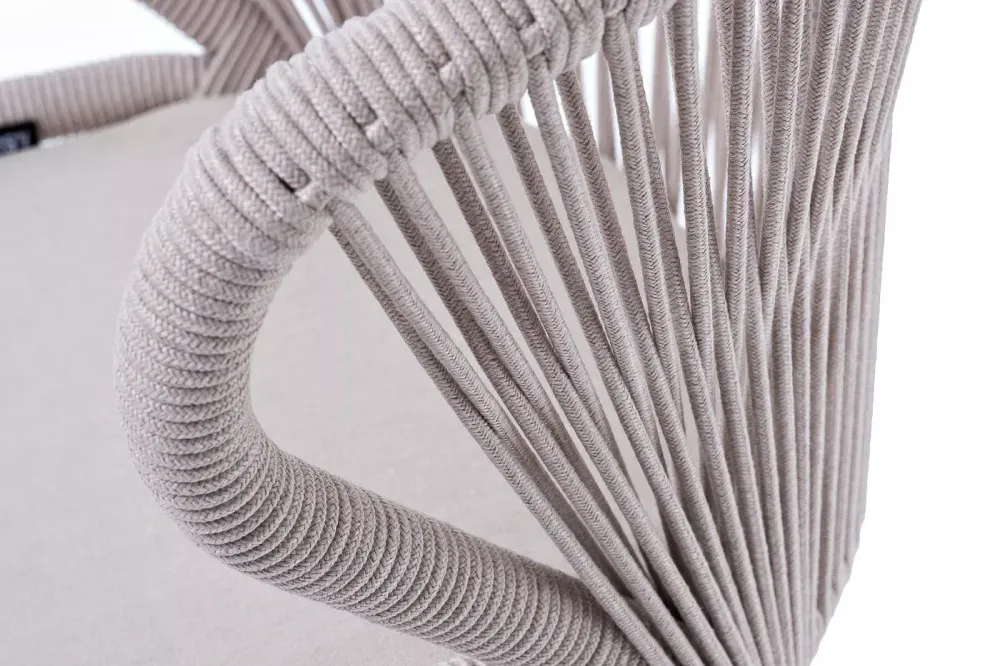 "Милан" стул плетеный из роупа, каркас алюминий (RAL1001), роуп бежевый круглый, ткань бежевая