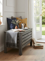 Сундук скамья 37х72х45, Эпларо, деревянный для хранения вещей, тумба в прихожую, для мангала и для сада, массив сосны, серый графит, Dipriz