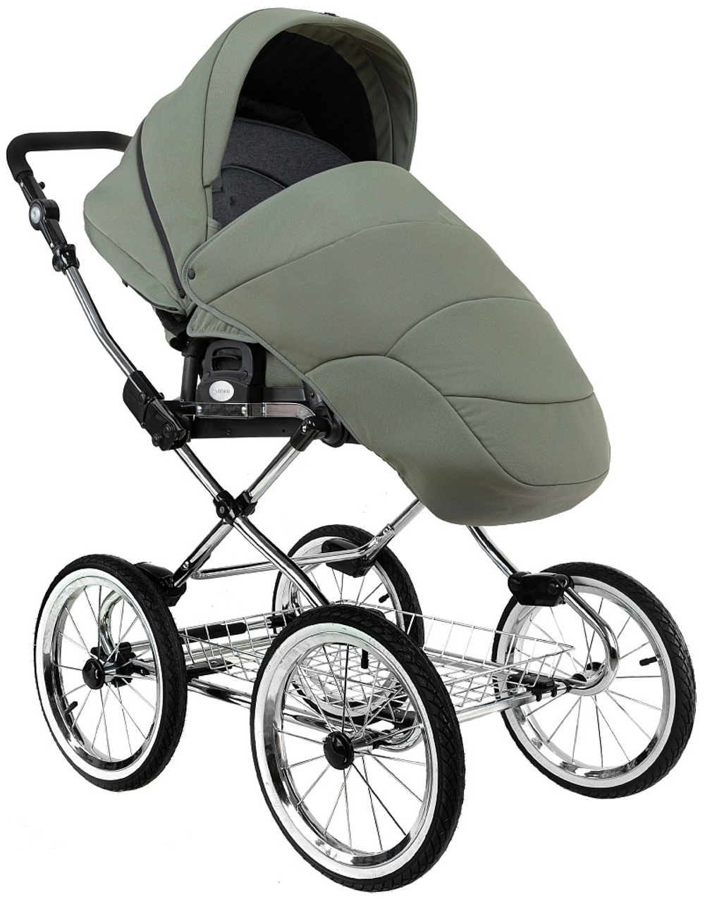 Детская коляска Roan Bass Next Classic d14 2.0 3 в 1 с автокреслом Pituso Santiso Pro Black BSNC/92/2 Sage Green/Black/руч.Black