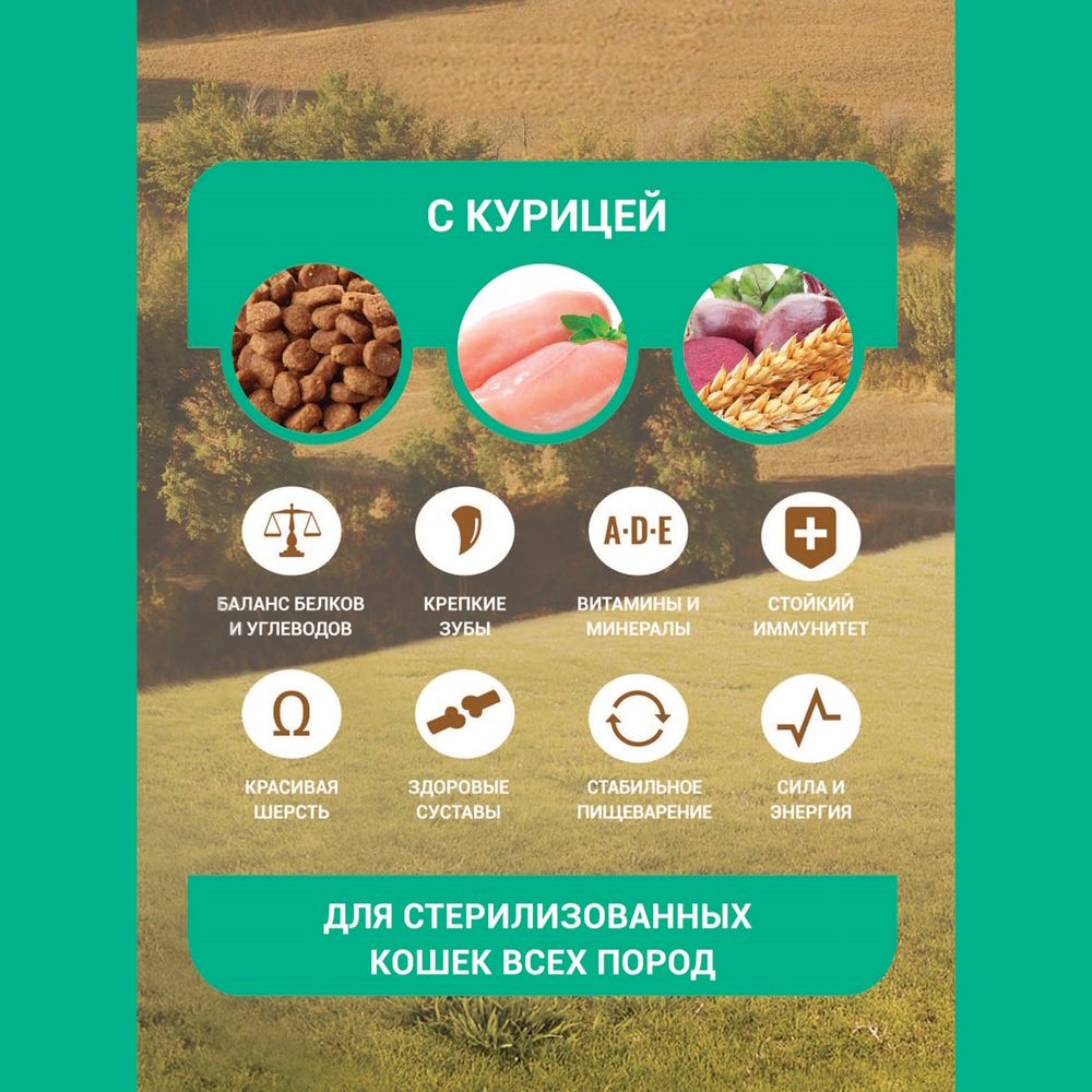 Уценка! Повр. упак./ Сухой корм Glance для стерилизованных кошек с курицей