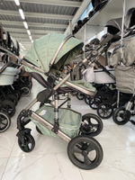 Детская коляска 3в1 LUXMOM 555 Зелёный текстиль