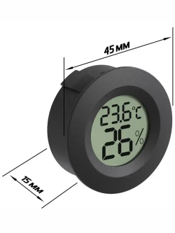 Встраиваемый цифровой гигрометр термометр ТЕХМЕТР Т-1816 измеритель влажности и температуры воздуха (Черный)