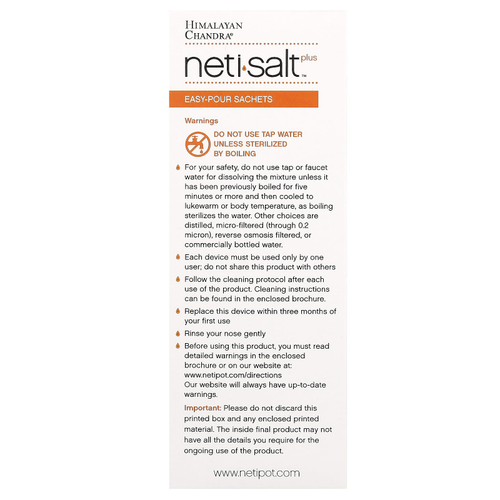 Himalayan Chandra, Нети соль плюс, легкорастворимые саше, 60 саше, 2,16 г (0,07 унции)