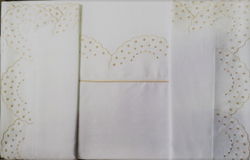 Постельное белье белое с кружевом 2 спальное Caleffi Изабелла с вышивкой