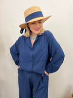 Канотье рафия с черным кожаным ремешком