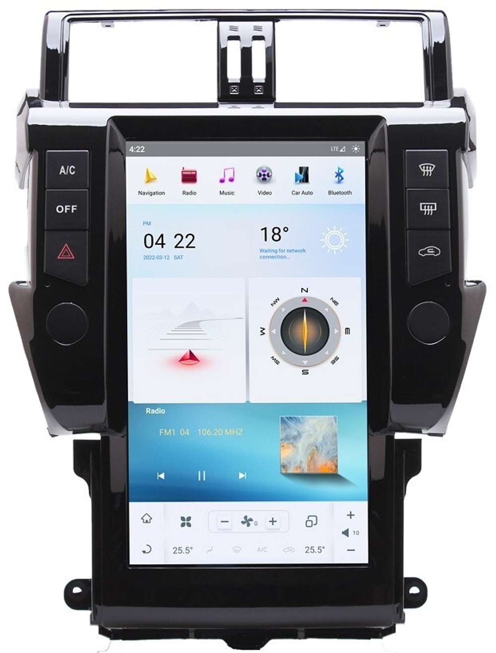 Магнитола для Toyota Land Cruiser Prado 150 2009-2013 (взамен 7" навигации, поддержка JBL и 360) - Carmedia ZF-1817H-Q6 "Тесла-стиль" монитор 13.6" на Android 11, 8/128Гб, CarPlay, 4G SIM-слот