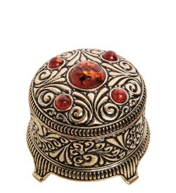 Народные промыслы AM-3267 Шкатулка «Вернисаж» (латунь, янтарь)