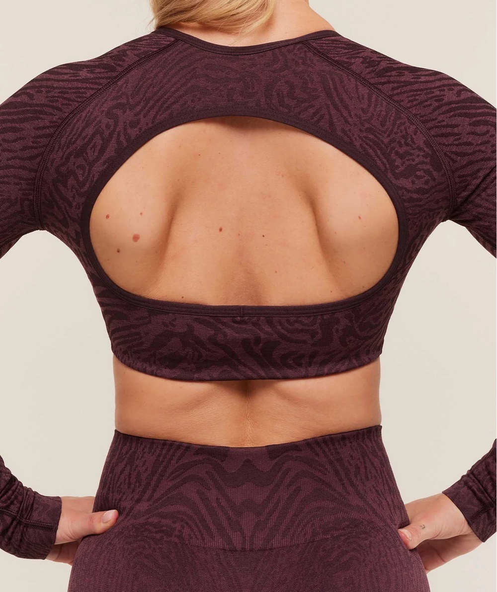 Топ GYMSHARK Adapt Animal Long Sleeve Crop Top Cherry