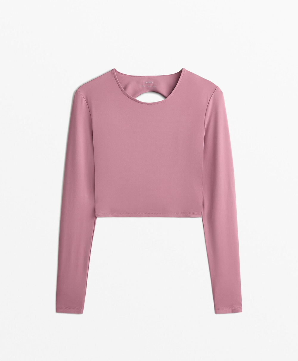 Oysho Футболка с длинным рукавом Comfortlux, светло-баклажановый