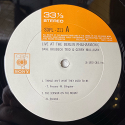 Винтажная виниловая пластинка LP Dave Brubeck Trio and Gerry Mulligan Live At The Berlin Philharmonic (Japan 1973) (No Obi)