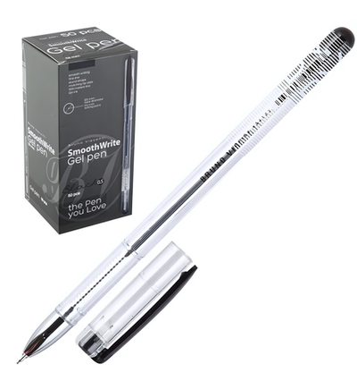 Ручка гелевая 0,5мм. черная "SmoothWrite" (BrunoVisconti)