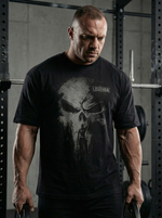 Футболка оверсайз хлопковая черная LEGENDA Череп темно-серый