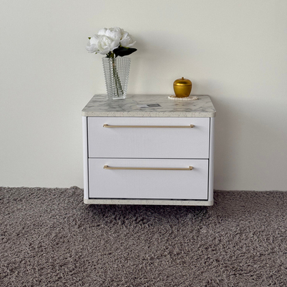 Тумба прикроватная подвесная ROYAL 5202 эко (Мрамор Каррара-р.золото)