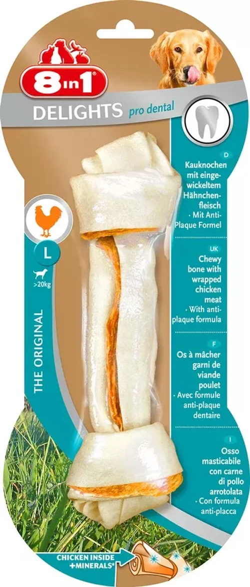 8in1 Delights L для крупных собак  косточка с куриным мясом 21 см.