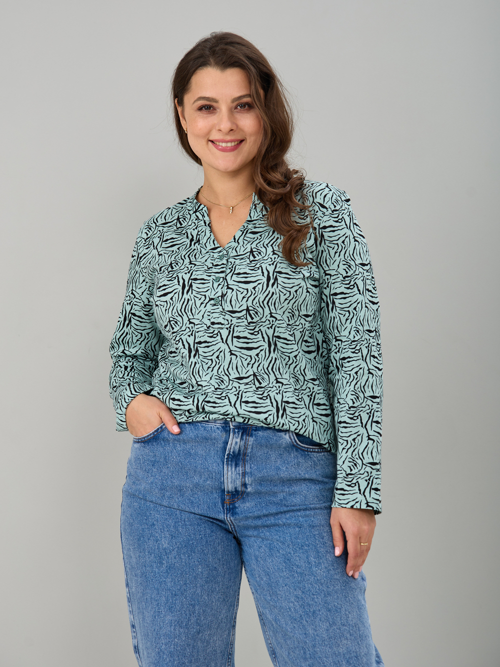 Блузка БЛ-22/шалфей-зебра
