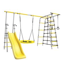 Детский спортивный комплекс для дачи ROMANA Богатырь мини Плюс 2 (желтый/серый) (Качели гнездо 100см)