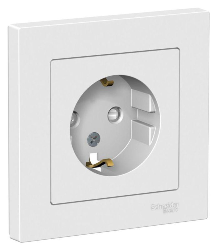 Розетка AtlasDesign с заземл. со шторками 16А в сборе лотос SE ATN001344