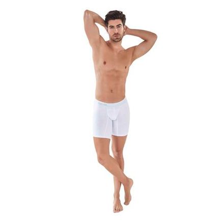 Мужские трусы боксеры белые удлиненные Clever Moda CARIBBEAN LONG BOXER 088601