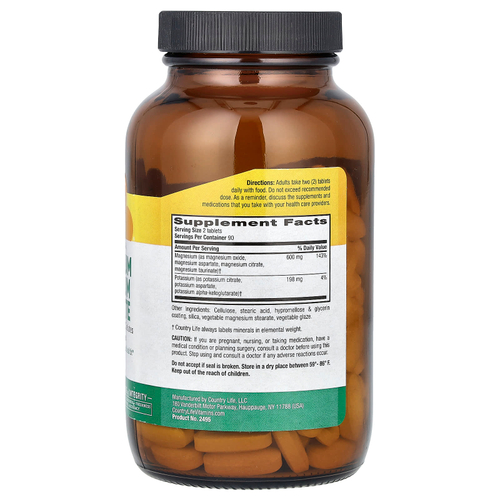 Country Life, Target-Mins, аспартат магния и калия, 180 таблеток