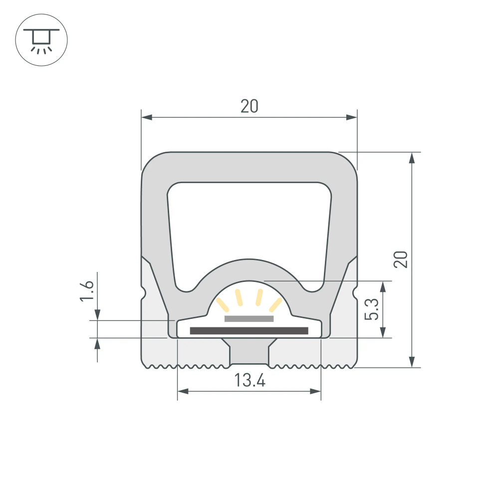 Силиконовый профиль WPH-FLEX-2020-TOP-S13-5m WHITE (Arlight, Силикон) 062404