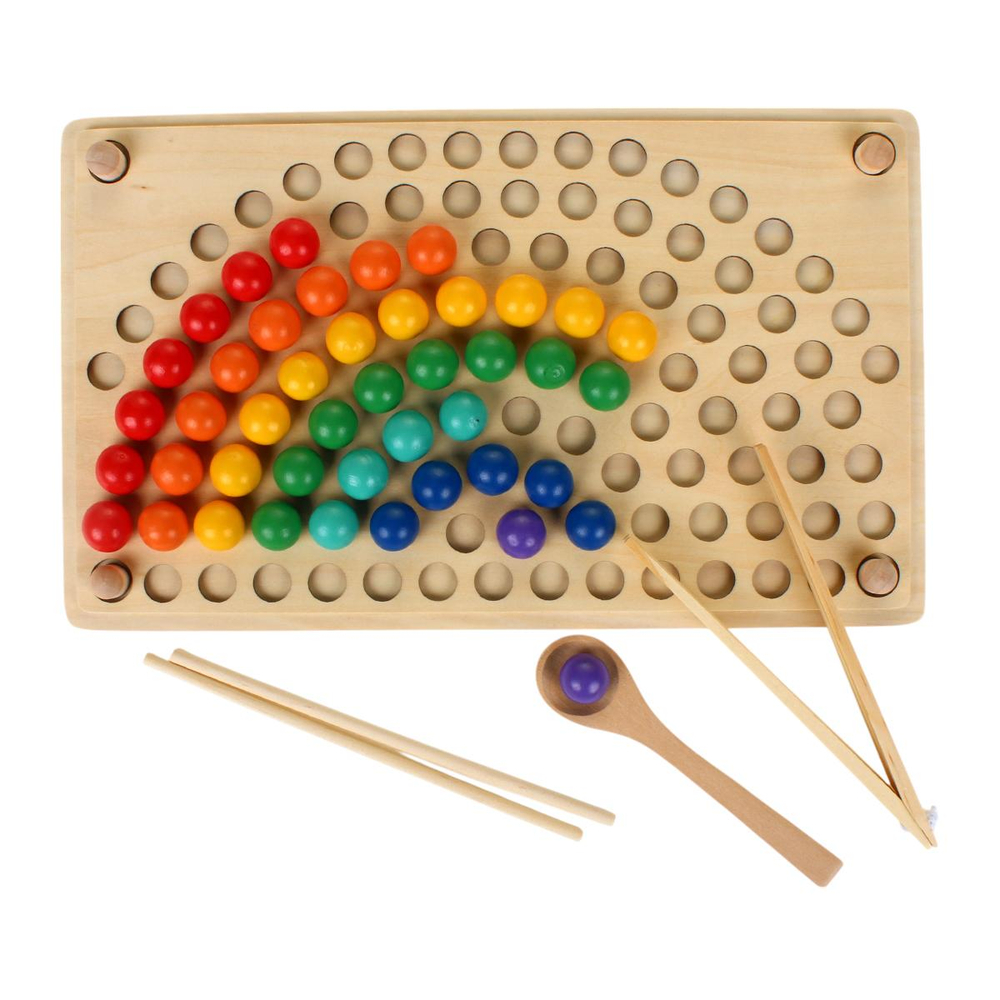 Развивающая игрушка деревянная Шарики сортировка, коробка C-41668