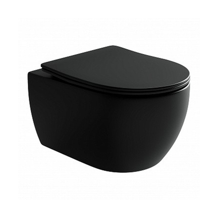 Унитаз подвесной безободковый Ceramica Nova Play Rimless, с сиденьем с микролифтом, матовый черный