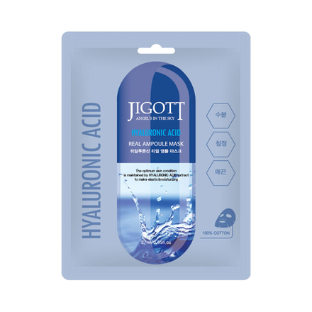 JIGOTT  Тканевая маска для лица ГИАЛУРОН HYALURONIC ACID Real Ampoule Mask