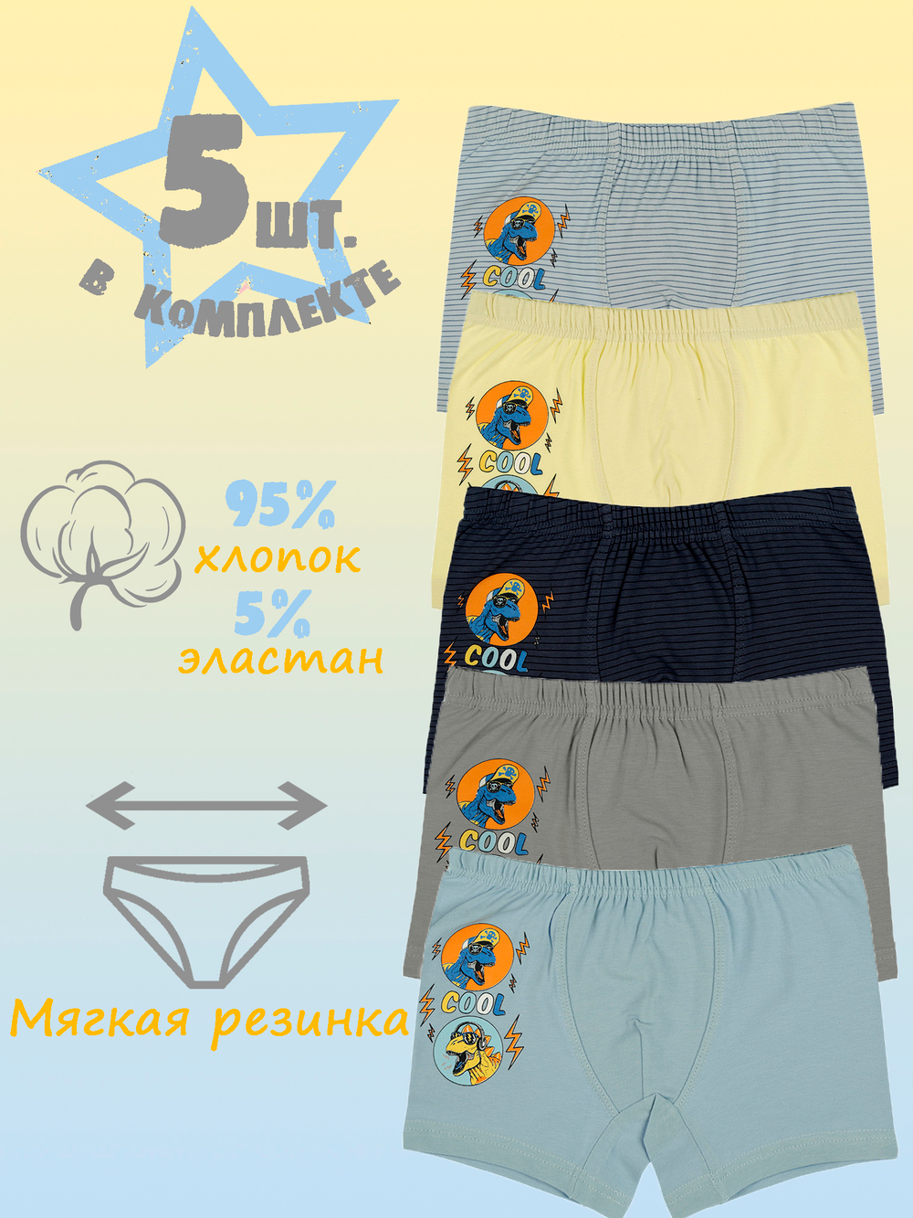 Боксеры для мальчика (5 штук в упаковке)