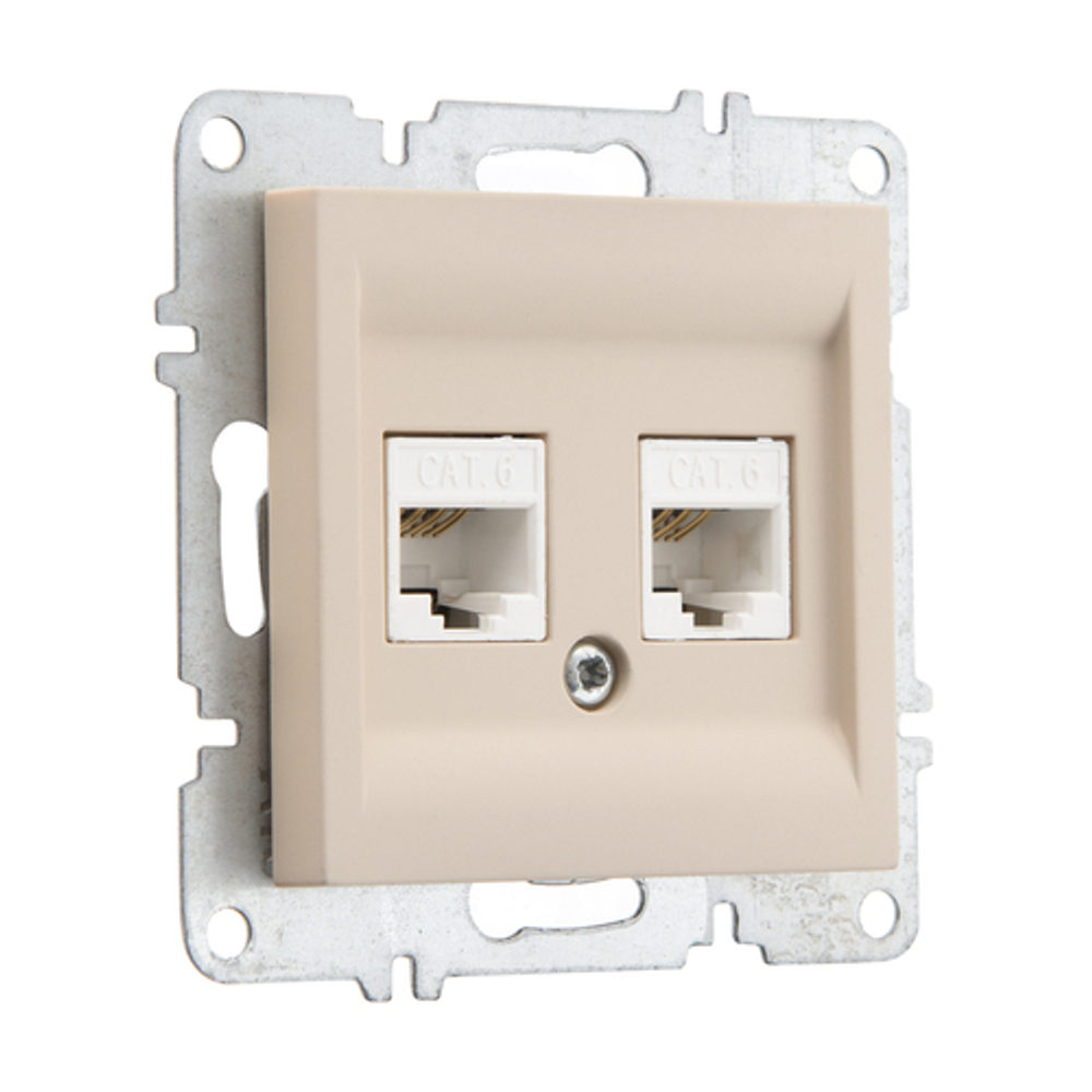 Розетка компьютерная ARVIA Electric, кат. 6, 2 гнезда, карамель 50082000248