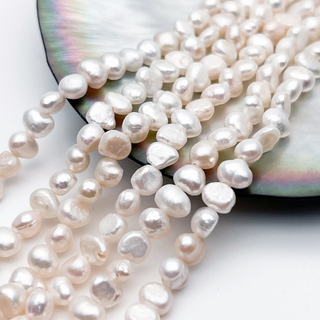 Жемчуг бусины, размер около 4-4,5*5,7-6,2 мм, цена за нить 34 см