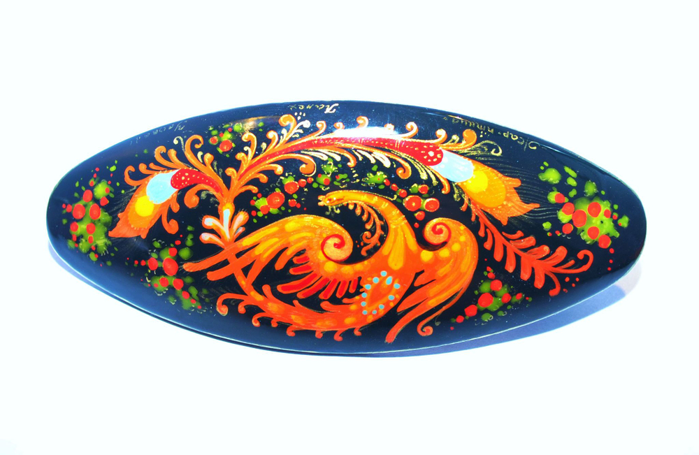 Заколка с ручной росписью Палех "Жар-птица"