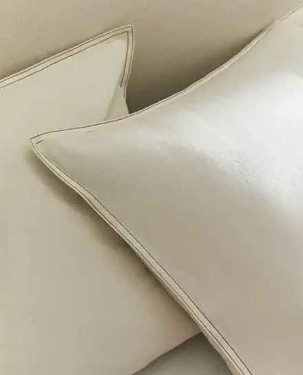 ZARA HOME НАВОЛОЧКА С ВЫШИВКОЙ, ЖЕЛТОВАТО-БЕЛЫЙ