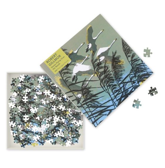 Pazl / Пазлы /Puzzles Adult Jigsaw Puzzle Robert Gillmor: Swans Flying over the Reeds (500 pieces)