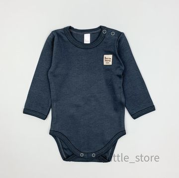 Боди хлопковое Basic Графит с длинным рукавом