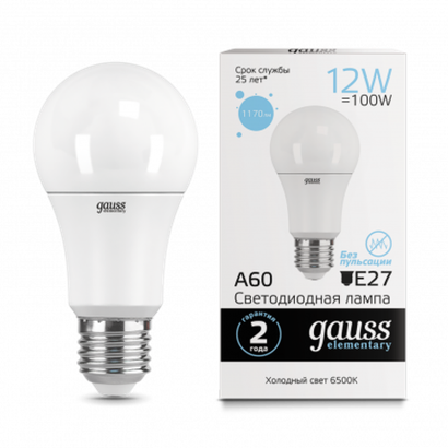 Лампа Gauss LED Elementary A60 12W E27 1170lm 6500K  23232