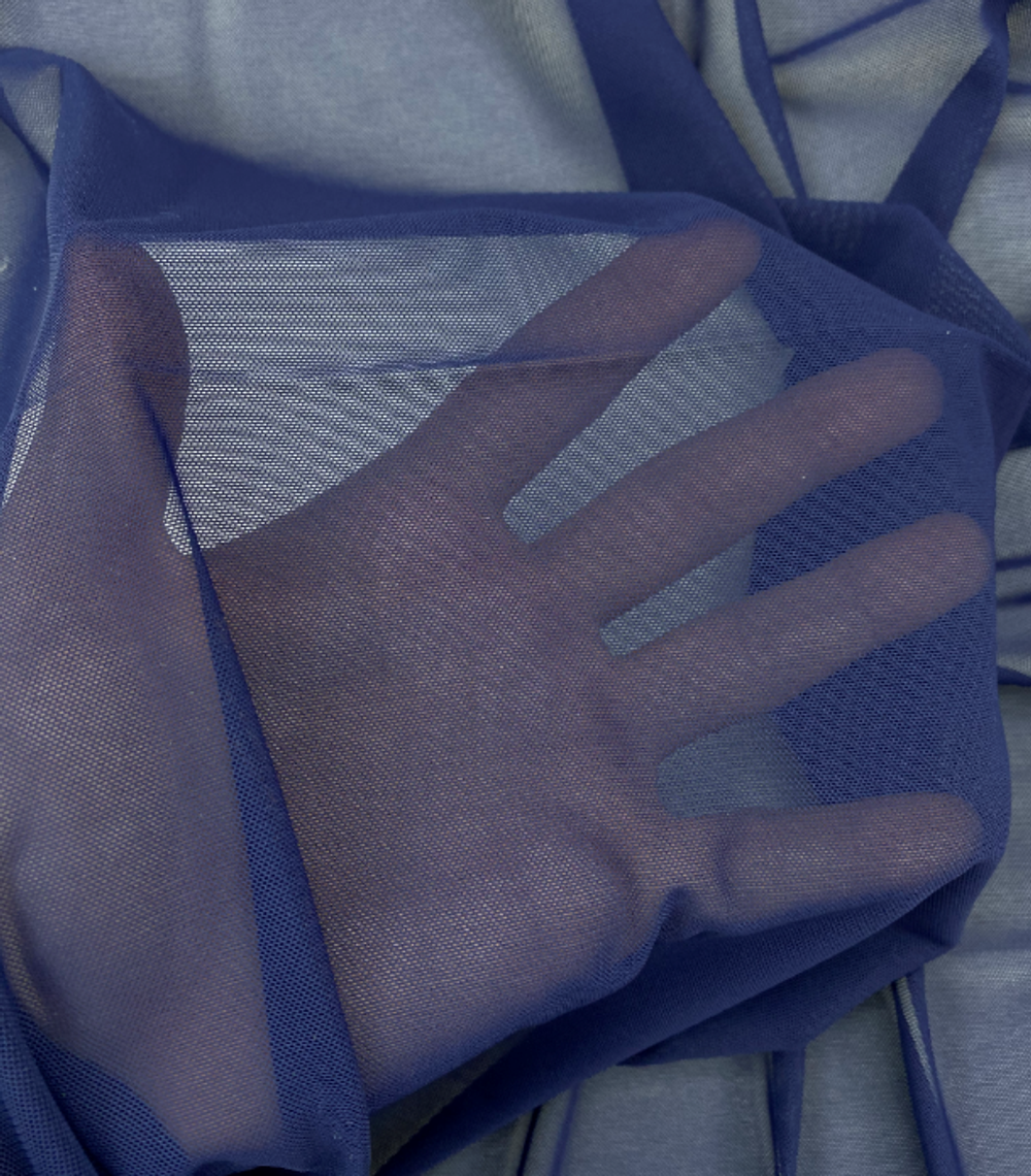 Сетка эластичная темно-синяя однотонная, цв. 2146