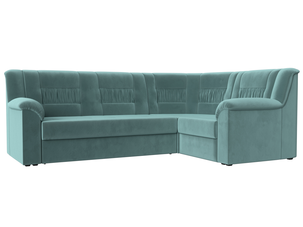 Диван угловой Карелия правый угол, Бирюзовый, Велюр, 113341