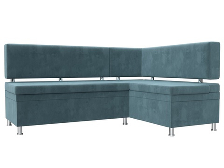 Диван кухонный угловой Стайл правый угол, Бирюзовый, Велюр, 111656