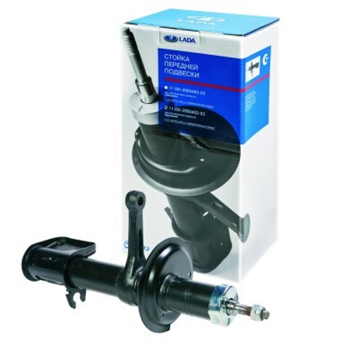 Стойка /1118/ передняя левая масл. (под коническую пружину) 03-03 (СААЗ) (LADA)