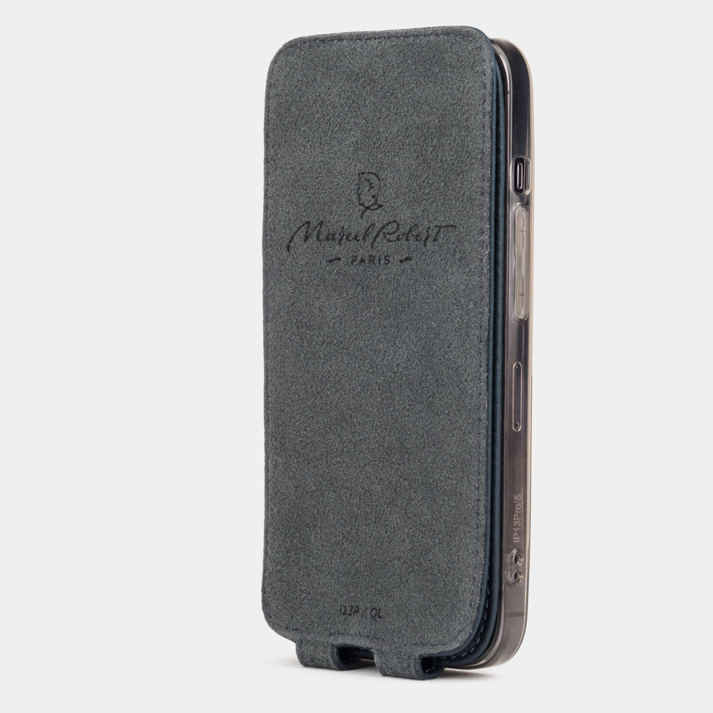 Чехол для iPhone 14 Plus из кожи теленка, синего цвета